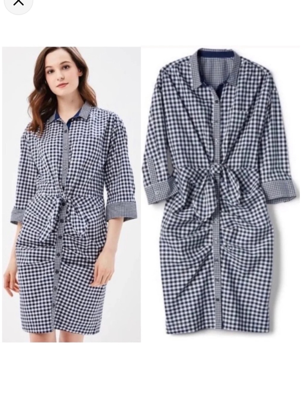 Sara Jessica Parker for GAP Navy & White Gingham Shirt Dress IN Sz: L